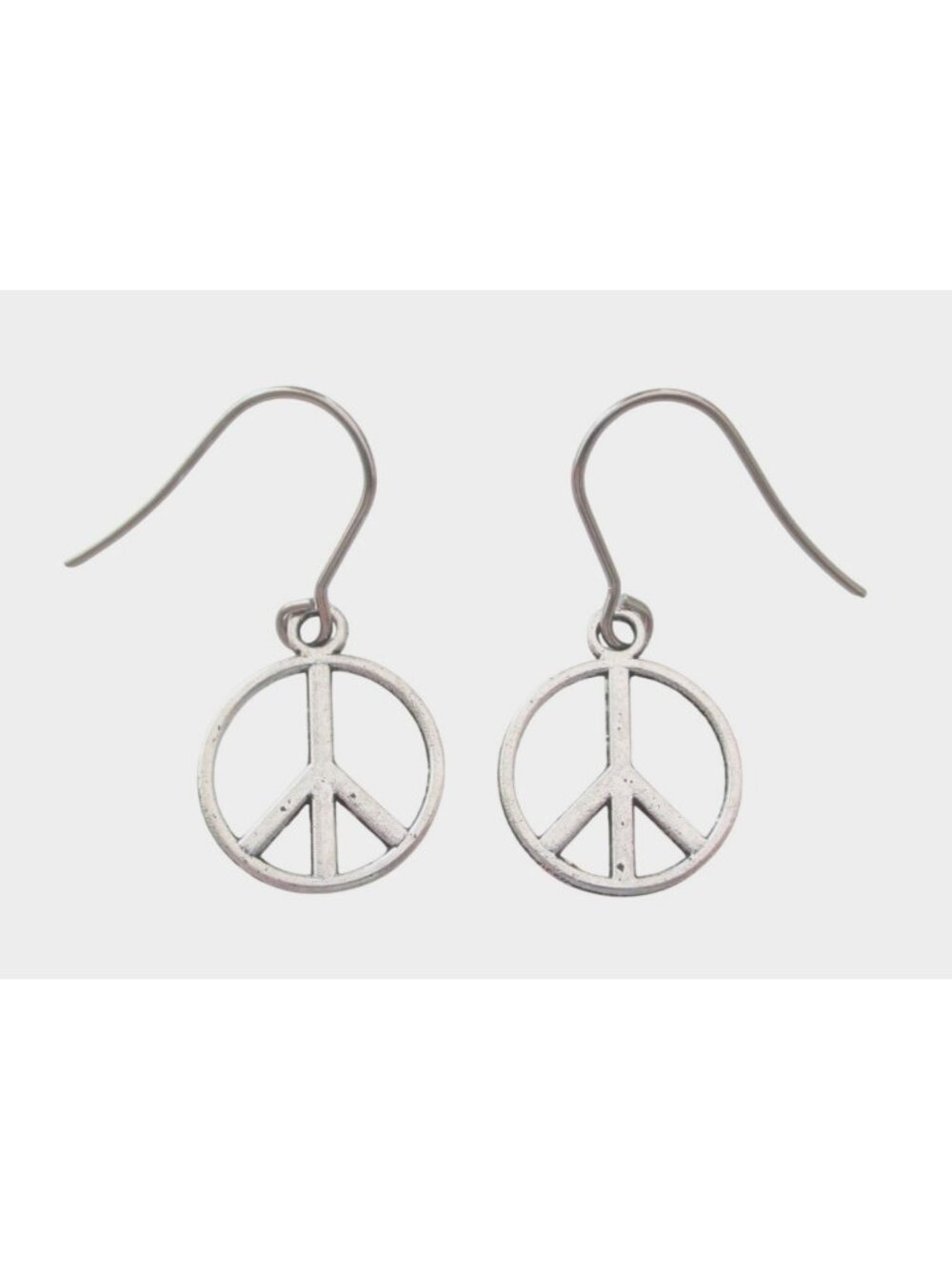 Peace Sign Drop Earrings on Stainless Wires Jewelry